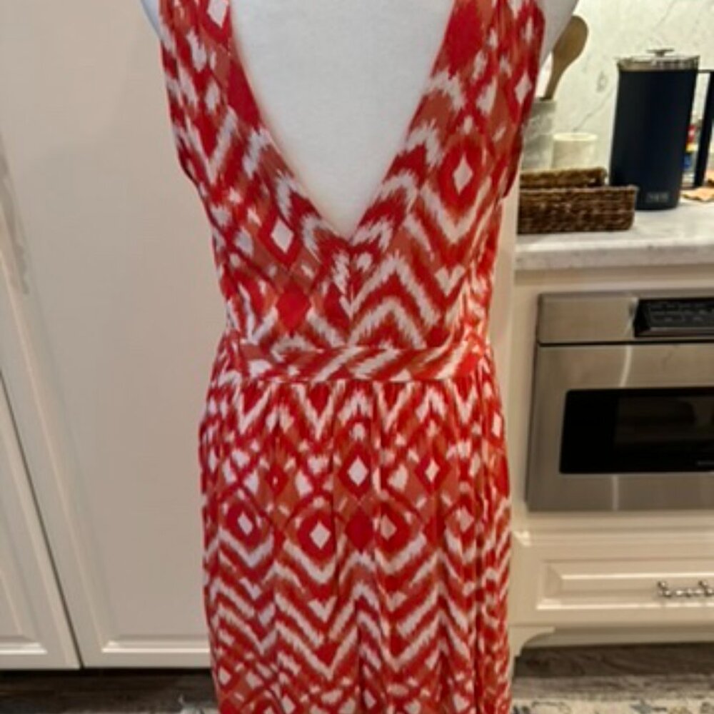 Ladies red and white halter dress - 3/4 length - Picture 2 of 3